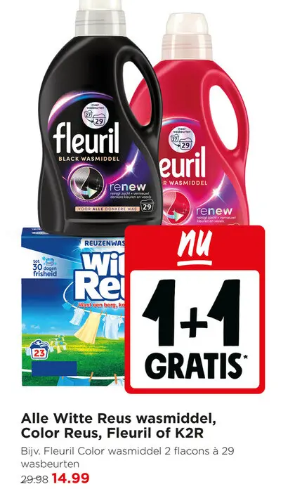 Aanbieding: Witte Reus wasmiddel, Color Reus, Fleuril of K2R