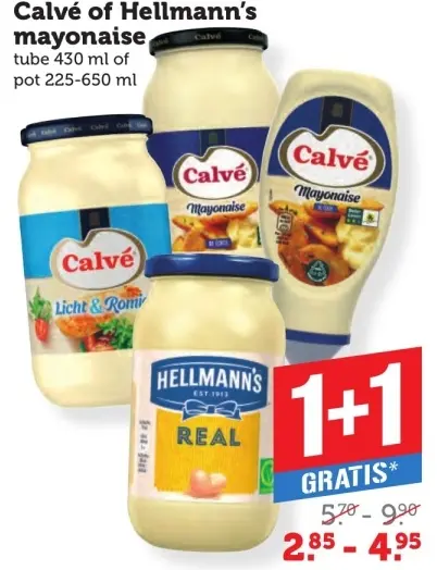 Aanbieding: Calvé of Hellmann's mayonaise