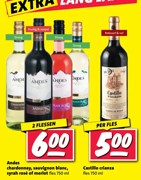 Aanbieding: Andes chardonnay, sauvignon blanc, syrah rosé
