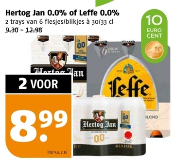 Aanbieding: Hertog Jan 0.0 % of Leffe 0.0 % 