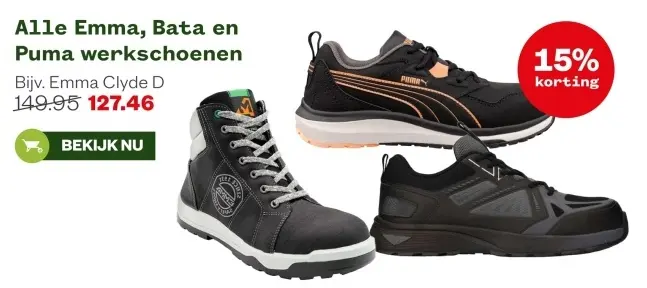 Aanbieding: Alle Emma, Bata en Puma werkschoenen