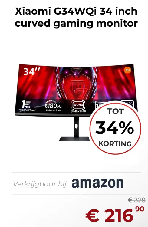 Aanbieding: G34WQi 34 inch curved gaming monitor