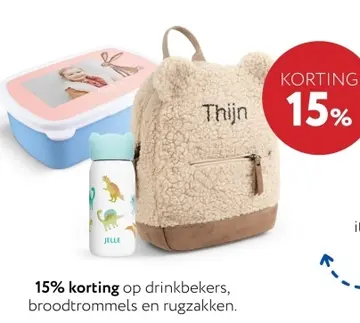 Aanbieding: drinkbekers, broodtrommels en rugzakken