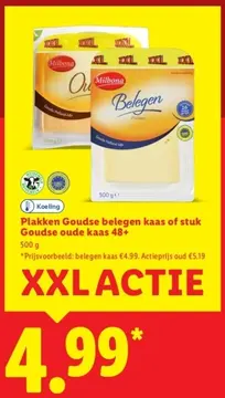 Aanbieding: Plakken Goudse belegen kaas of stuk Goudse oude kaas 48+
