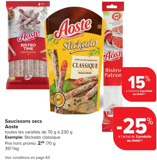 Offre: Saucissons secs