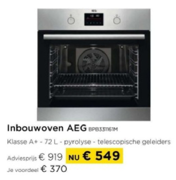 Aanbieding: Inbouwoven AEG BPB331161M