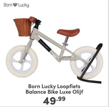Aanbieding: Born Lucky Loopfiets Balance Bike Luxe Olijf
