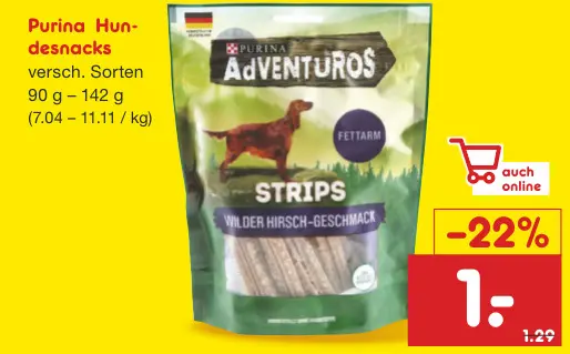 Aanbieding: Hundesnacks Adventuros Strips Wilder Hirsch-G
