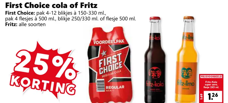 Aanbieding: First Choice Cola of Fritz