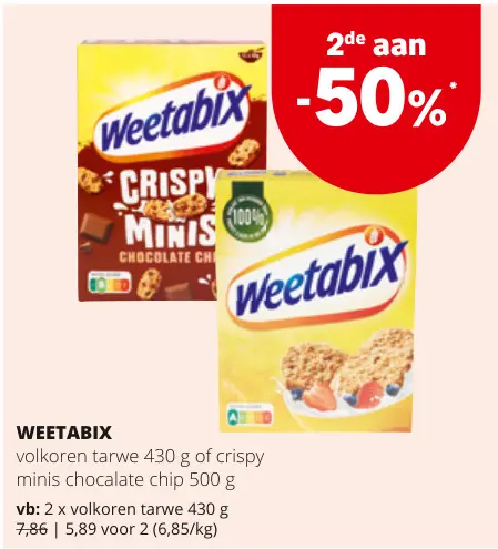 Promotie: Volkoren tarwe of crispy minis chocalate chip