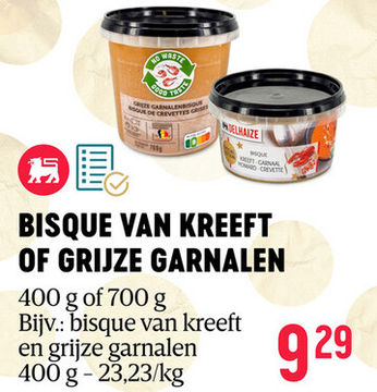 Aanbieding: Bisque van kreeft of grijze garnalen