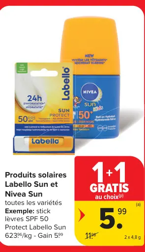 Offre: Produits solaires Labello Sun et Nivea Sun