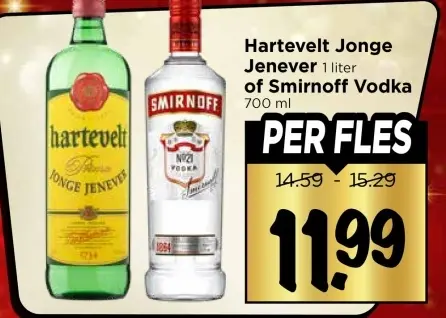 Aanbieding: Hartevelt Jonge Jenever of Smirnoff Vodka