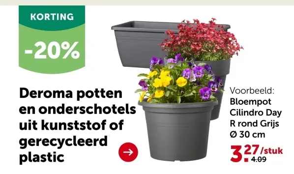 Promotie: Bloempot Cilindro Day R rond Grijs