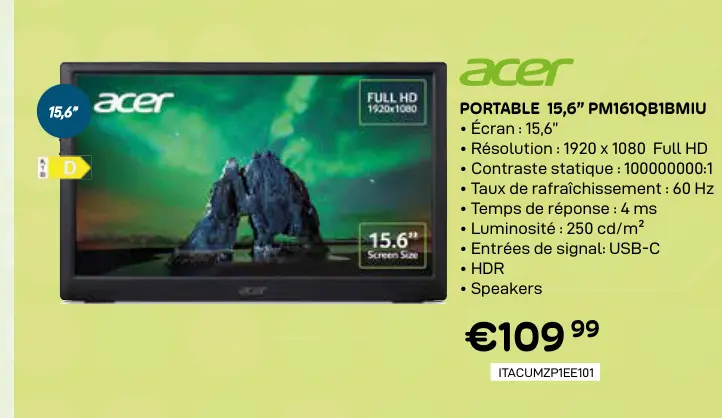 Offre: Portable 15,6" pm161qb1bmiu