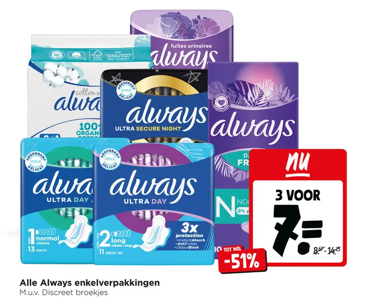 Aanbieding: Always enkelverpakkingen