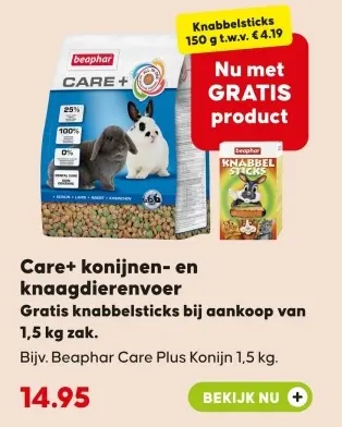 Aanbieding: Care+ konijnen- en knaagdierenvoer