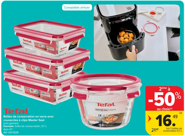 Offre: Boîtes de conservation en verre avec couvercles à clips Master Seal