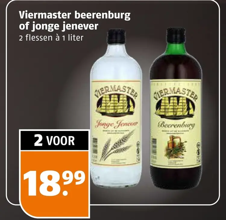 Aanbieding: Viermaster beerenburg of jonge jenever