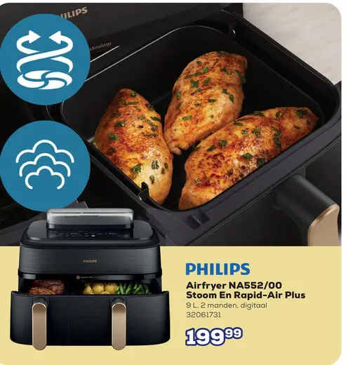 Promotie: Airfryer NA552/00 Stoom En Rapid-Air Plus