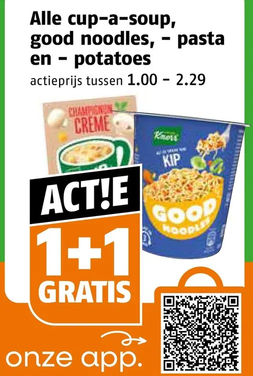 Aanbieding: Alle cup-a-soup, good noodles, pasta en potatoes