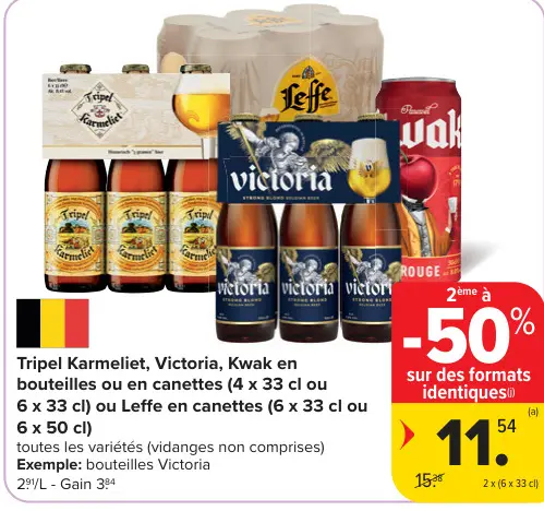 Offre: Tripel Karmeliet, Victoria, Kwak ou Leffe