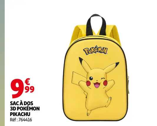 Offre: Sac à dos 3d Pokémon pikachu