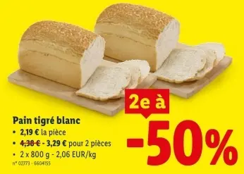 Offre: Pain tigré blanc