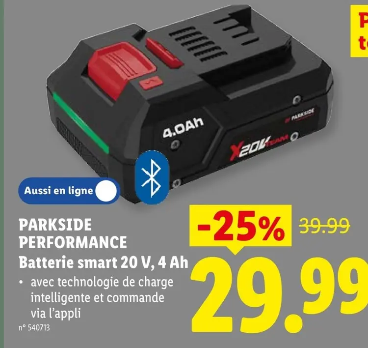 Offre: Batterie smart 20 V, 4 Ah