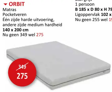 Aanbieding: Orbit Matras Pocketveren