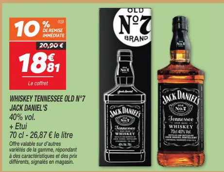 Offre: Whiskey tennessee OLD N°7 JACK DANIEL'S