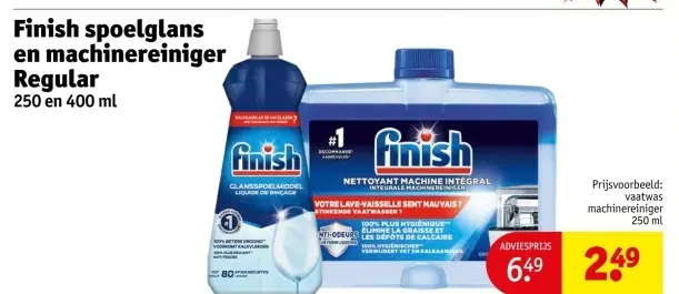 Aanbieding: Finish spoelglans en machinereiniger Regular