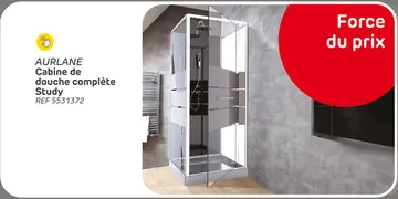 Offre: Cabine de douche aurlane study chrome 80x80x219-230cm