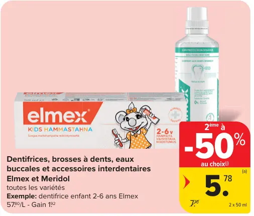 Offre: Dentifrices, brosses à dents, eaux buccales e