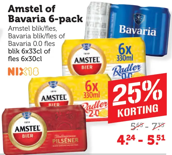 Aanbieding: Amstel of Bavaria 6-pack