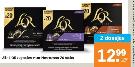 Aanbieding: L'OR capsules voor Nespresso