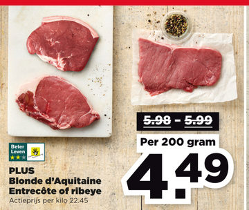 Aanbieding: PLUS Blonde d'Aquitaine Entrecote of Ribeye