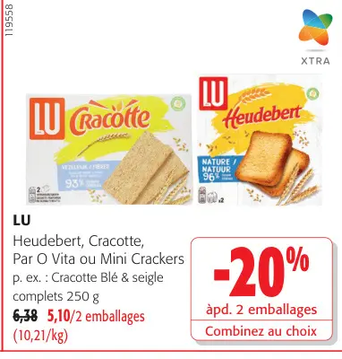 Offre: Heudebert, Cracotte, Par O Vita ou Mini Crackers