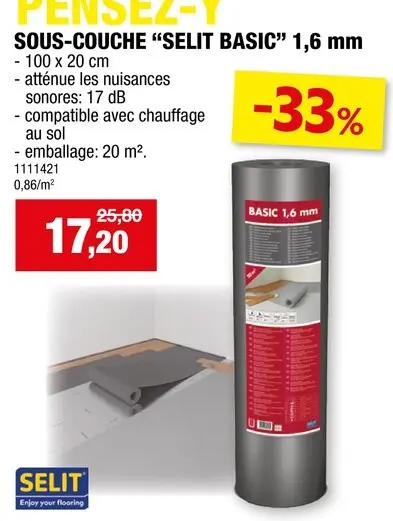 Offre: Selit Sous-couche "Selit Basic" 1,6 mm