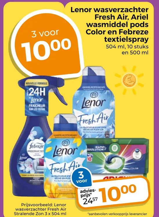 Aanbieding: Lenor wasverzachter Fresh Air, Ariel wasmiddel pods en meer