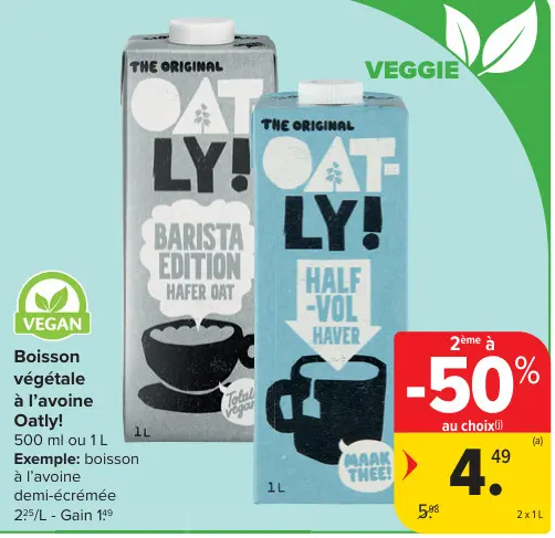 Offre: Boisson végétale à l'avoine Oatly!