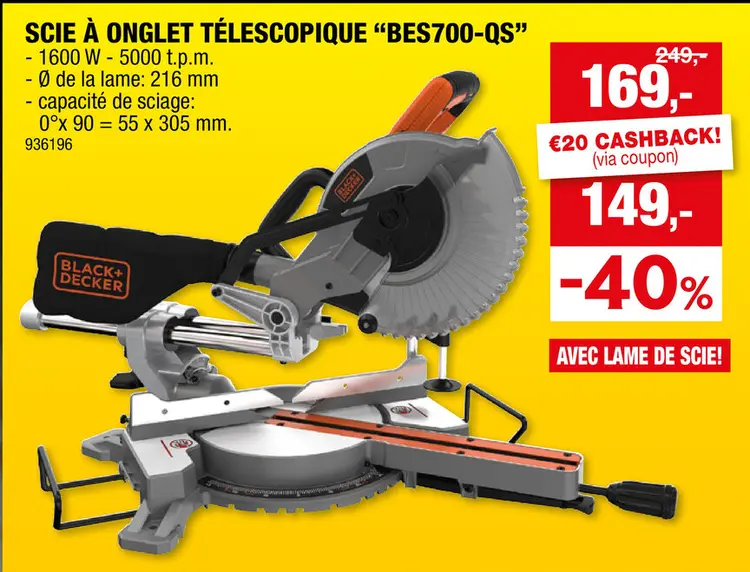 Offre: Black+Decker scie à  onglet radiale 1600W 216mm