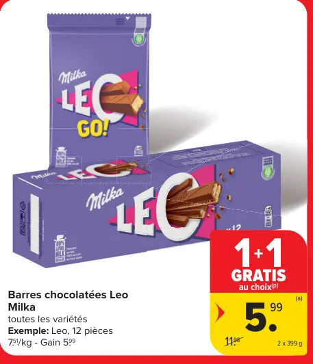 Offre: Barres chocolatées Leo