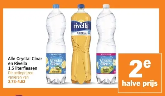 Aanbieding: Alle Crystal Clear en Rivella 1,5 literflessen