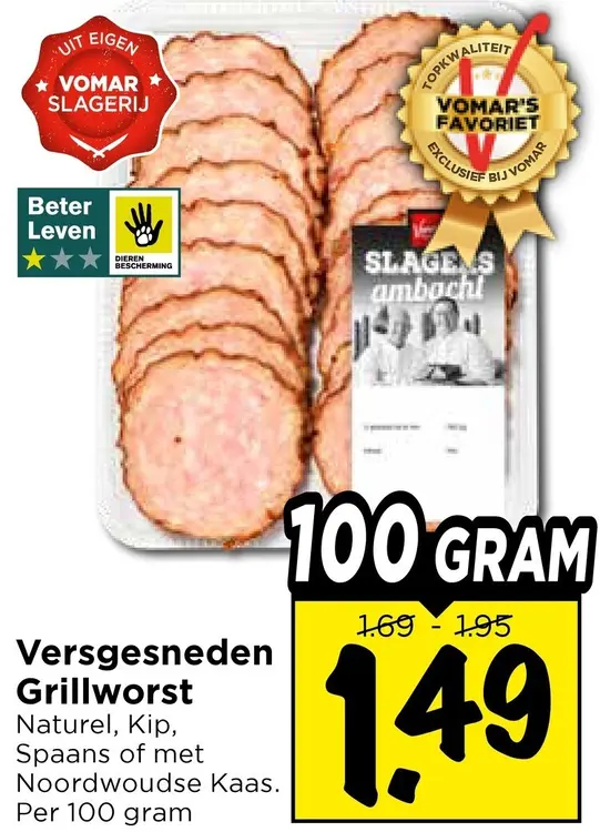 Aanbieding: Versgesneden Grillworst