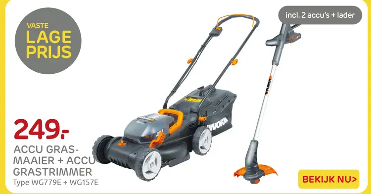Aanbieding: Accu grasmaaier + accu grastrimmer
