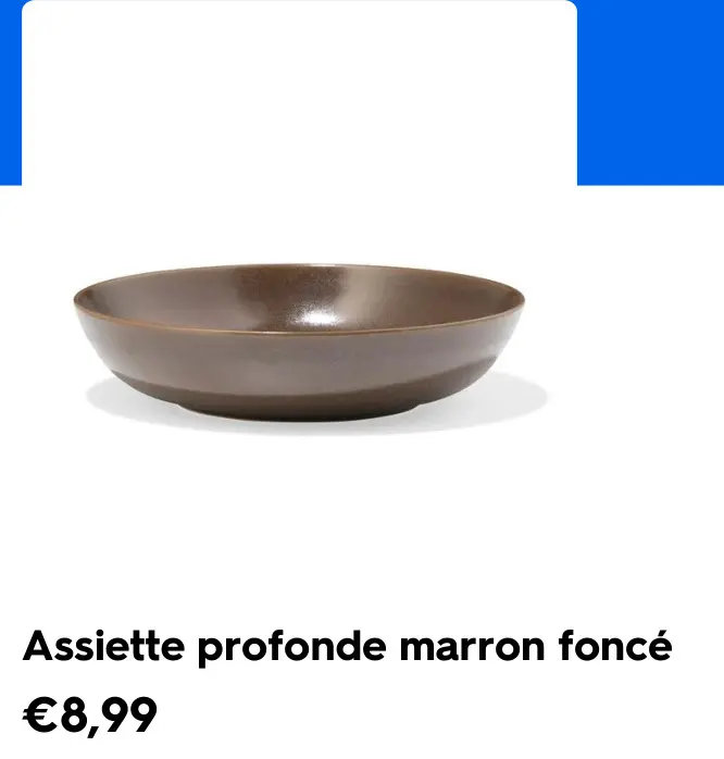 Offre: Assiette profonde marron foncé