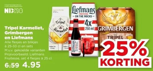 Aanbieding: Tripel Karmeliet, Grimbergen en Liefmans