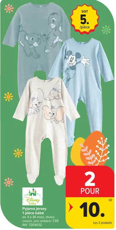Offre: Pyjama jersey 1 pièce bébé