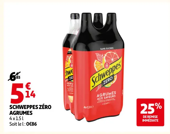 Promotie: Schweppes zéro agrumes